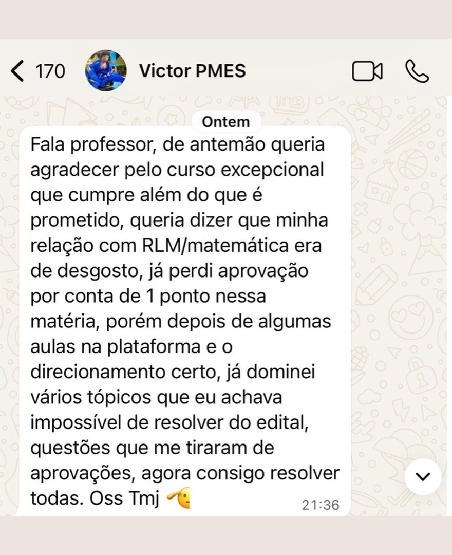 Depoimento de aluno da Turma PMES